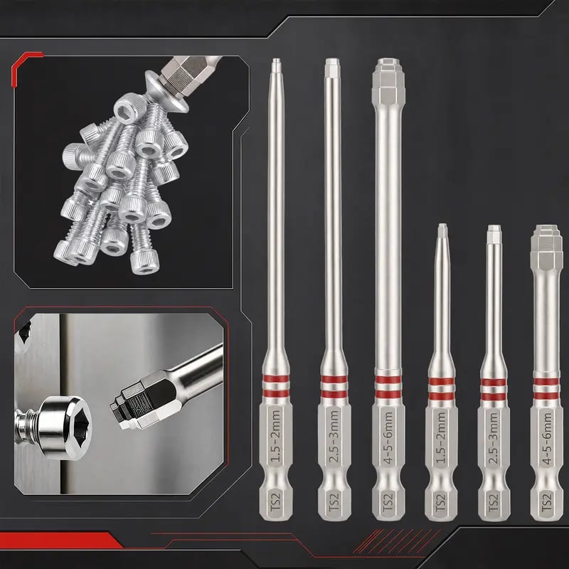 6-Piece High-Strength Magnetic Drill Bits (65mm/100mm)
