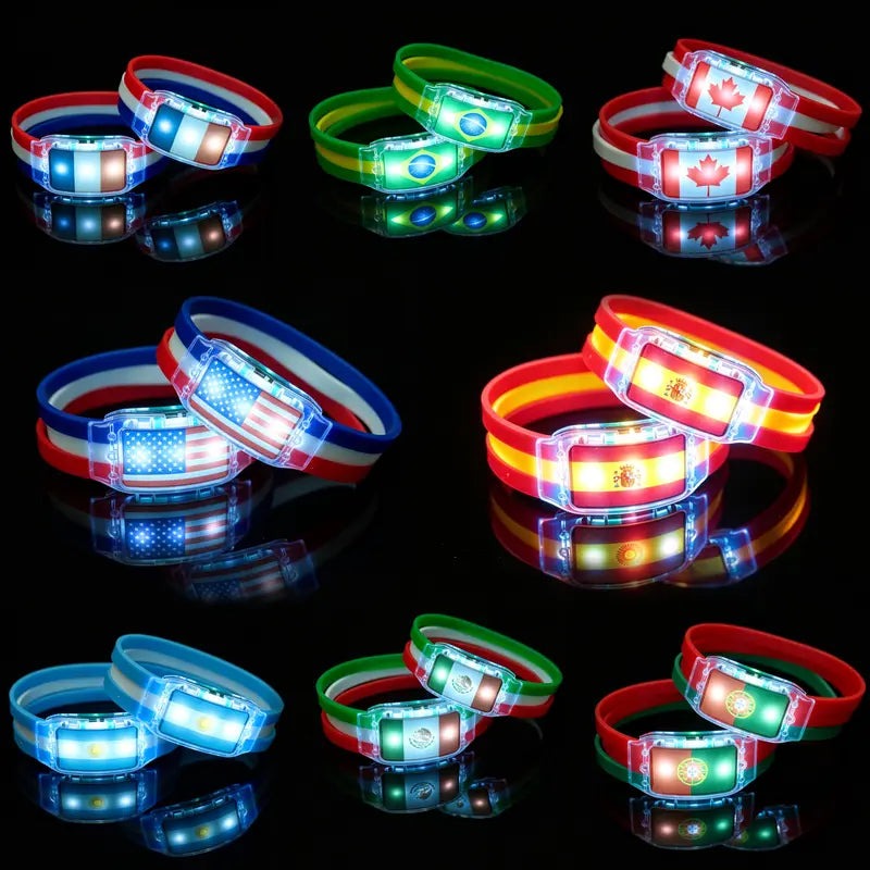 🏆 LED Flag Wristbands – Light Up Your Team Spirit Anywhere!