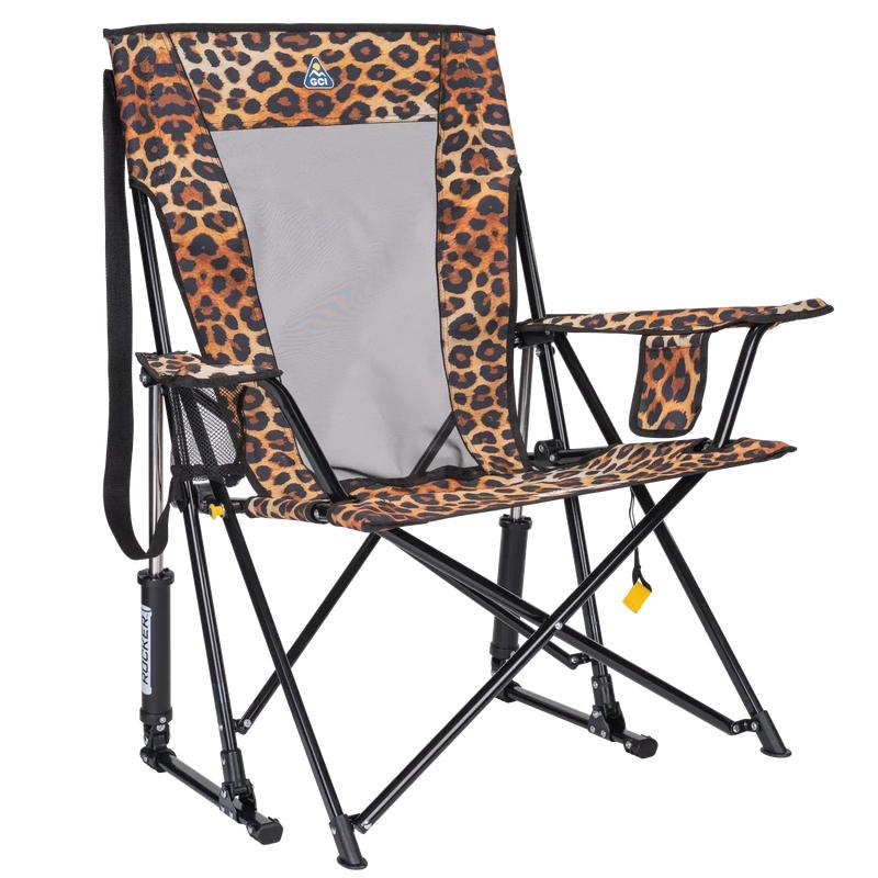 🐆 Roar & Relax: The Ultimate Leopard Print Outdoor Rocker 🏕️