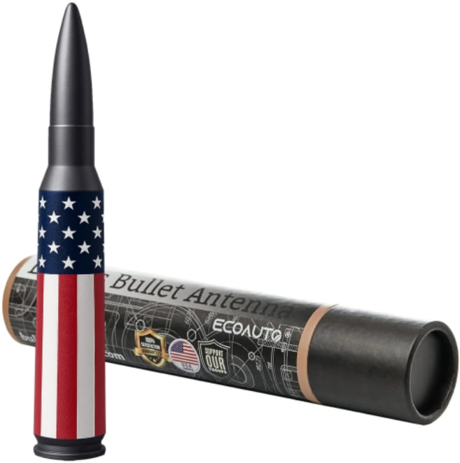 ⚡Hot Sales 49% OFF🔥50 Cal Badass Bullet Antenna for Ford Dodge GMC Chevy & Jeep 2007+ Stand Out Upgrade Your Truck Antenna Anti-Theft Design Military-Grade Quality Auxiliary Audio Inputs