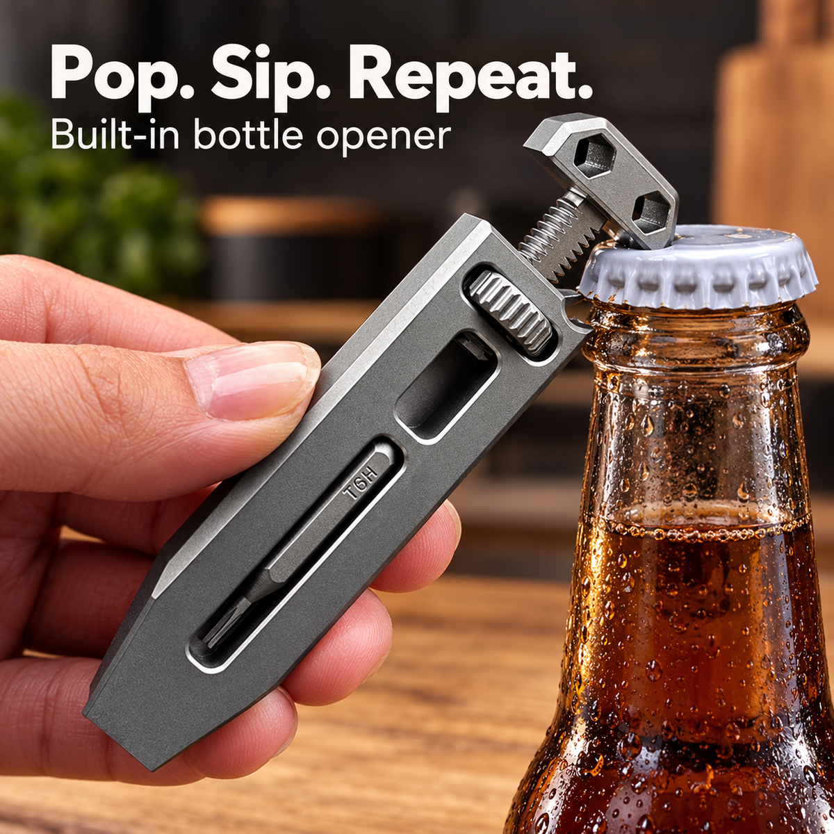 🪛Pocket Titanium Pry Bar Multi-Tool | 4-in-1 Bottle Opener & Wrench | Grade 5 Titanium | Keychain Everyday Carry