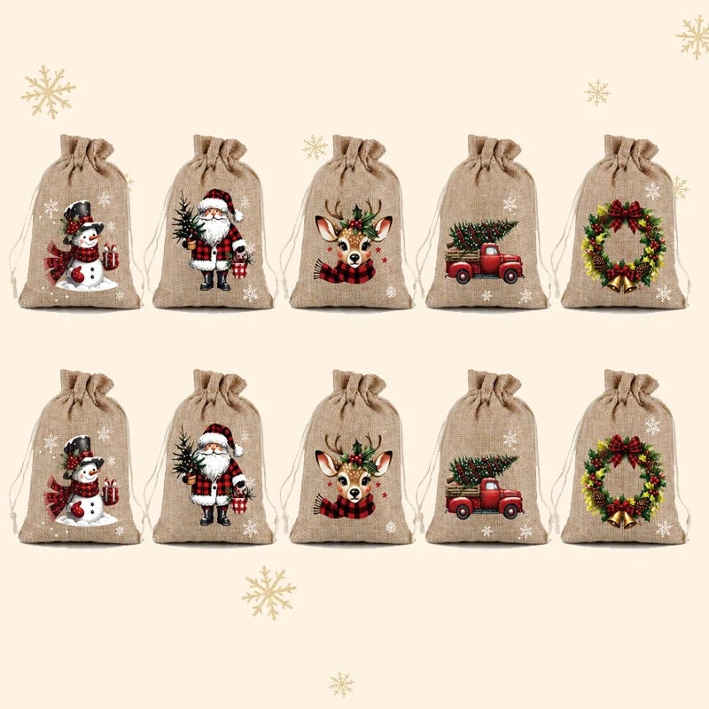 🎄pull, tie, and make every little gift feel more festive-Christmas Drawstring Gift Bags🎁