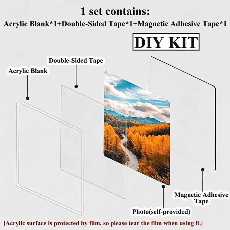 Magnetic Photo Frames 2\"x2\" Clear Acrylic DIY Fridge Magnets with Adhesive Backing