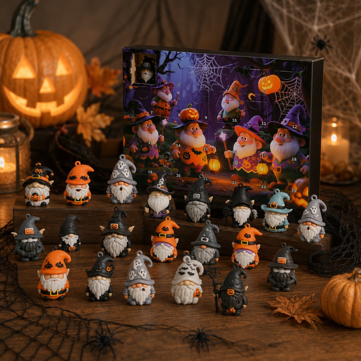 🎃 Hot Sale 50% OFF - 24 Days of Halloween Gnome Surprise Figures Advent Calendar Box