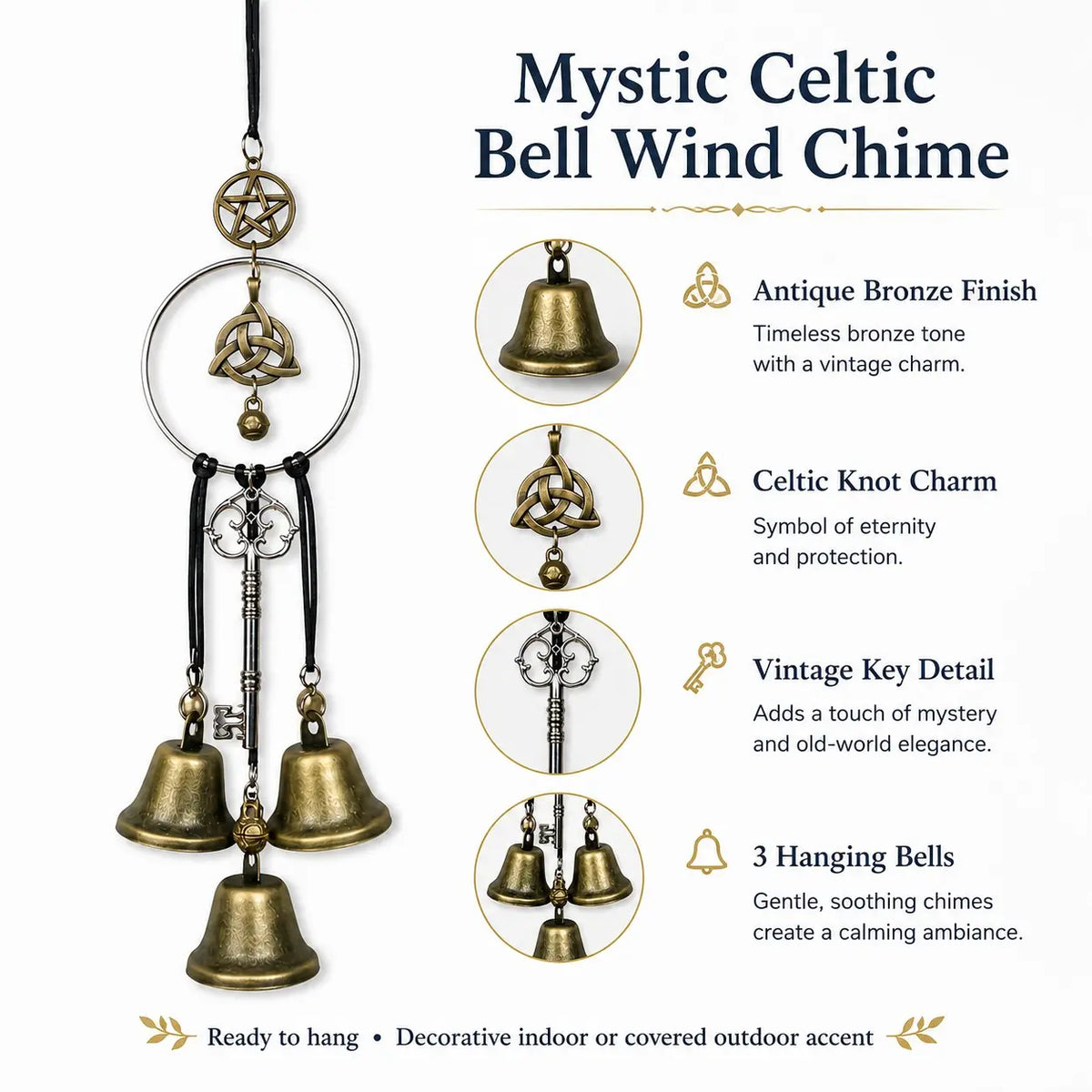 Handmade Iron Witch Bell Wind Chime, Durable Hanging Ornament for Outdoor Home Decor, Festive Gift for Christmas, Halloween, and Thanksgiving #GLOBAL PICKS