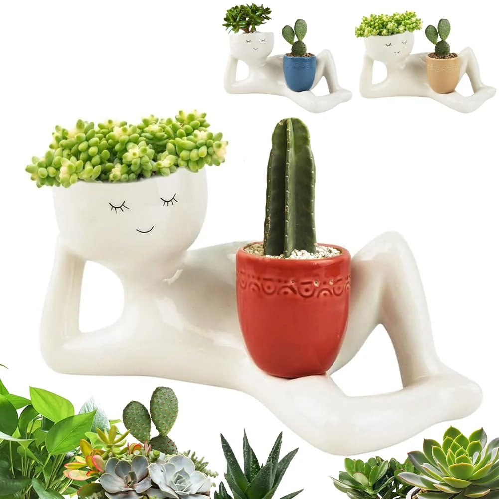 🔥Lazy Guy Funny Planter with Drainage Hole
