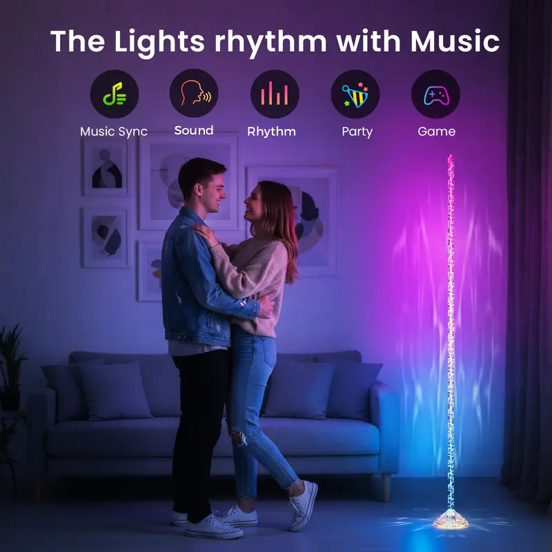 ❤️Crystal Floor Lamp with Magic Color, Smart Floor Lamp with APP&Remote Control