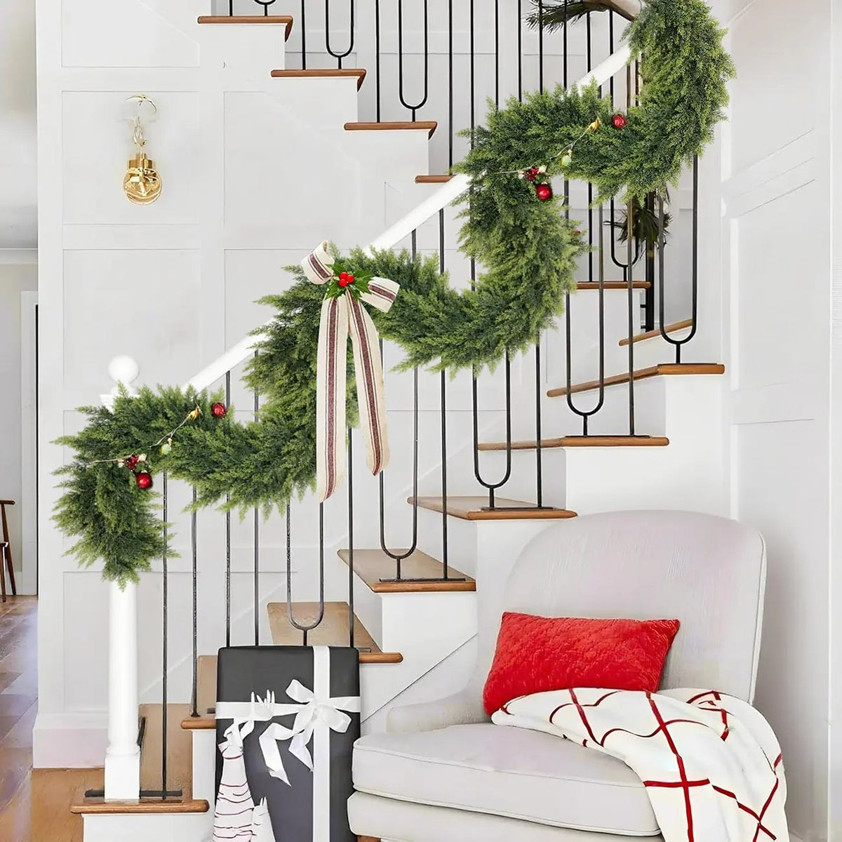 ๐ 2-Pack 6ft Real Touch Artificial Cedar Garland | Lifelike Winter Pine Greenery for Christmas Mantle, Table & Wall Decor