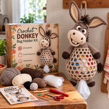 🔥 BUY 3 GET 1 FREE 🔥- 🧵 Crochet Animal Bag Holder DIY Kit – Cute & Functional Hanging Storage Craft Kit 🧶
