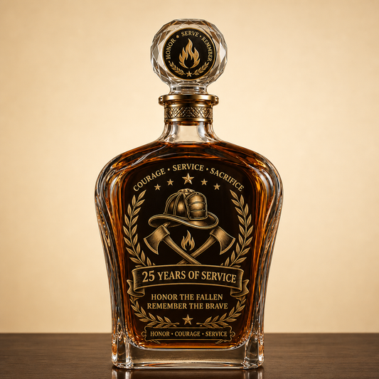 🕯️ 9/11 25th Anniversary Memorial Whiskey Decanter & Glass Gift Set – We Will Never Forget 343 Heroes Tribute