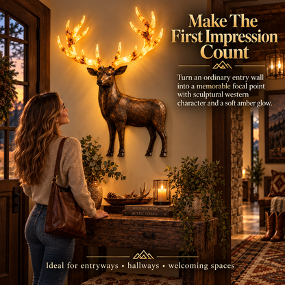 💥 Hot-Selling Half-Price Deal ✨ Light-Up Longhorn Wall Sculpture, Rustic Western-Style LED Wall Decor