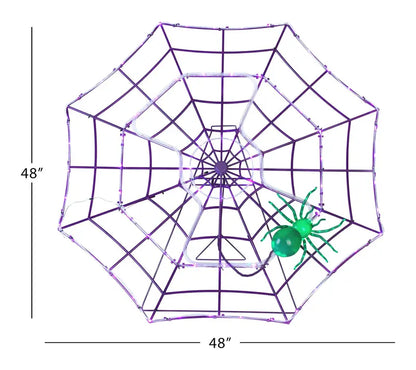 🎃 48" Giant Light-Up Spider Web with Glowing Green Spider