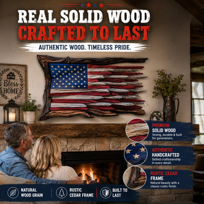 🇺🇸 Handmade Wooden American Flag Wall Art 🔥