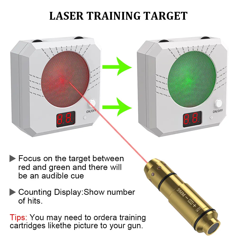 Rechargeable Laser Dry Firing Target - Portable Hunting Training Gear, 5 Difficulty Levels, Steel Plate Sound-Flash Feedback, Indoor Training Tool, Cost-Effective Gift for Male Shooters