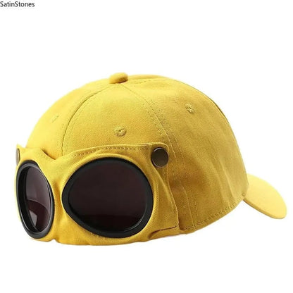 Men's Korean-Style Pilot Baseball Cap - Personalized Glasses-Ready Vintage Washed Cotton Hat for Street Fashion & Daily Outfit