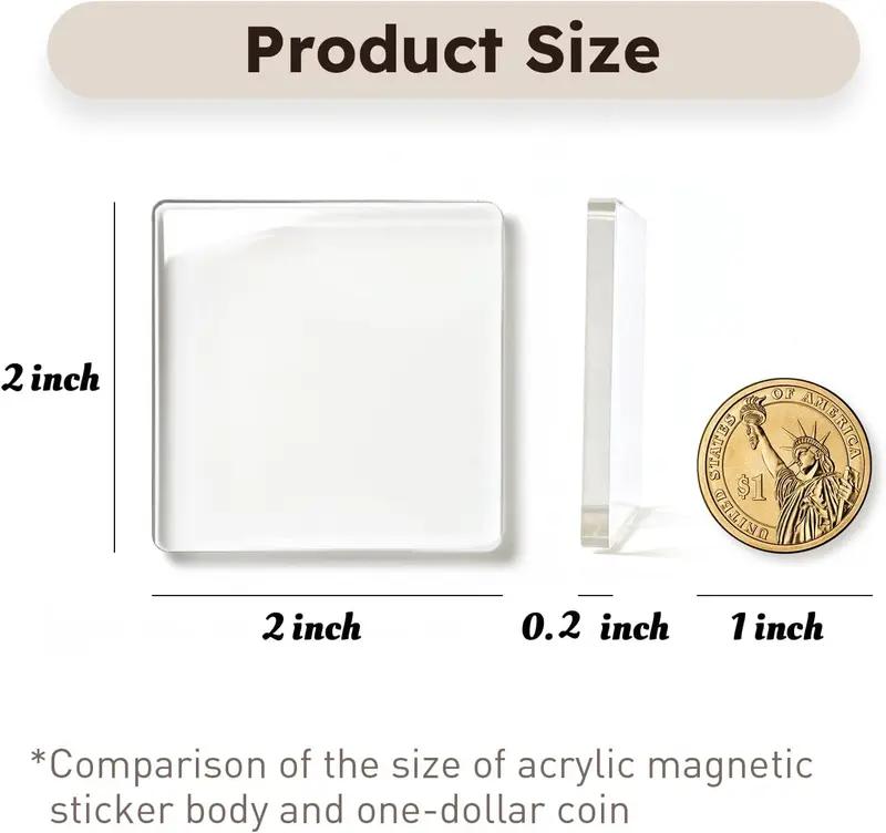 Magnetic Photo Frames 2\"x2\" Clear Acrylic DIY Fridge Magnets with Adhesive Backing