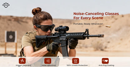 ⚡Hot Sales 49% OFF🔥ANSI Z87.1 Certified Anti-Fog Safety Goggles with Built-in NRR 32dB Noise Reduction Plugs, 3 Interchangeable Lenses, UV400 Sun Block