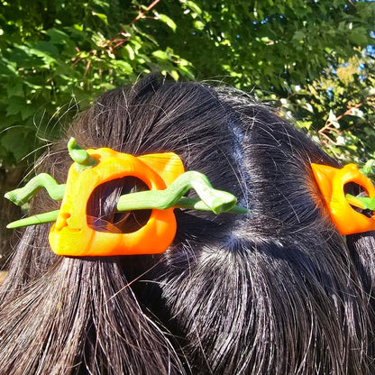 🎃3D Printed Pumpkin Kitty Hair Pin🐾✨