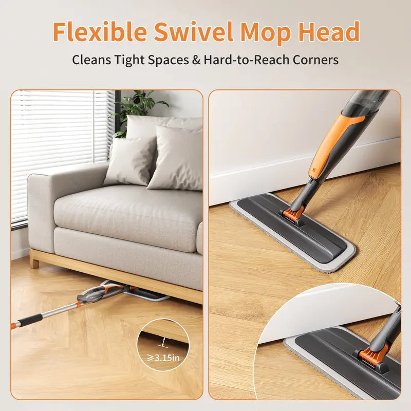 360° Swivel Fine-Mist Spray Mop (Includes 4 Washable Pads)