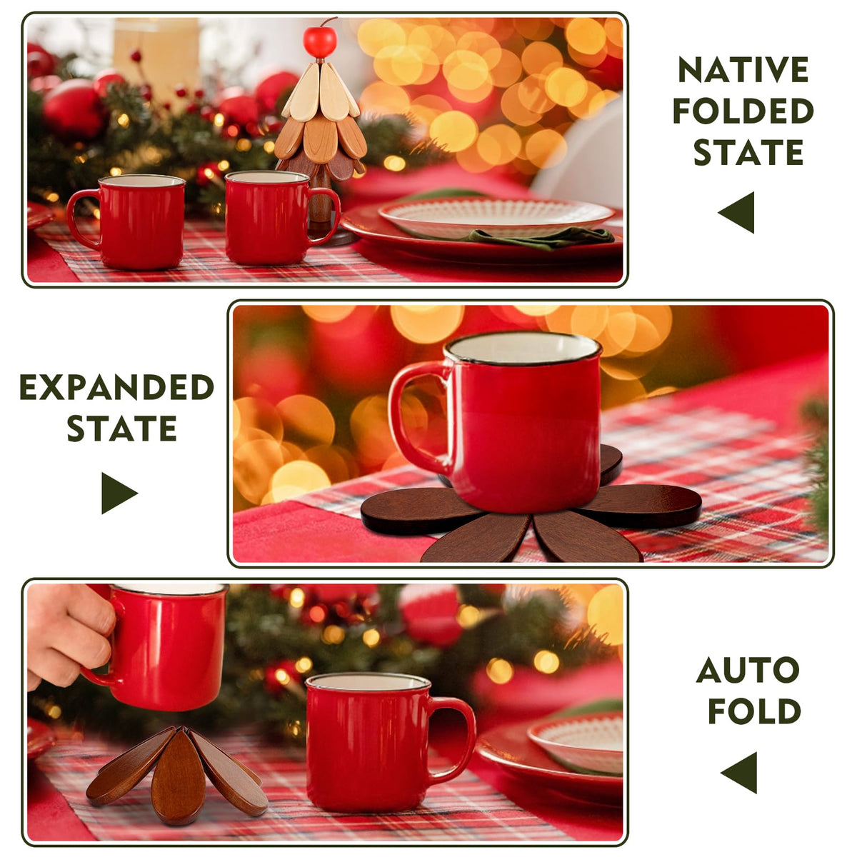🎄 Christmas Tree Wooden Trivet Set – A Festive Touch for Every Table🎁✨