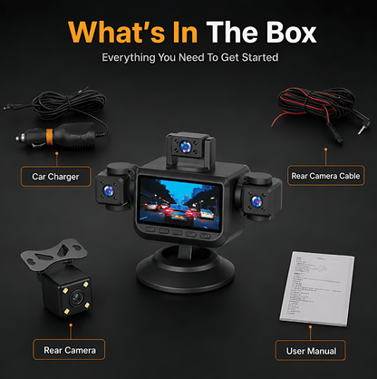 5-Camera 1080P Dash Cam | 360° Full Coverage Recording