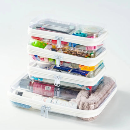 4 PCS Clear Organizer Storage Box Clear Hard Zipper Case PVC Plastic CLear Storage Containers