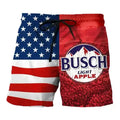 American Flag Pool Party Swimwear, Quick-Dry Red White & Blue Vacation Shorts