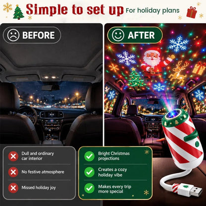 🎅🌠🎄 Merry Ride Christmas Car Projector Light – 5D Festive Projection Effect