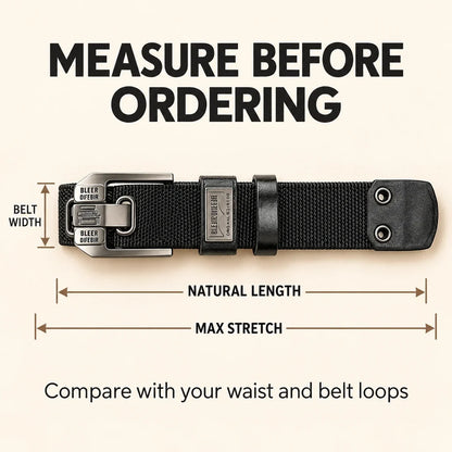 Holeless Stretch Belt with Square Metal Buckle