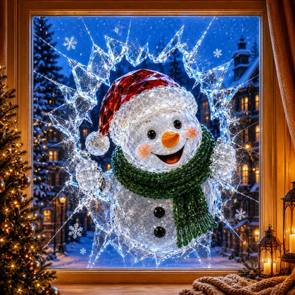 🔥Limited time 49% OFF -✨🎄19.7'' Crystal Christmas Break-In Window Decal — Shattered-Glass Holiday Window Decoration