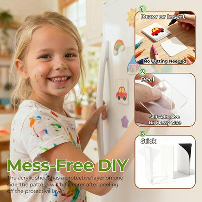 Magnetic Photo Frames 2\"x2\" Clear Acrylic DIY Fridge Magnets with Adhesive Backing