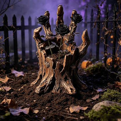🎃Halloween  Wooden Hand Garden Planter Stake – Spooky Driftwood Yard Decor for Plants & Halloween 🕸️
