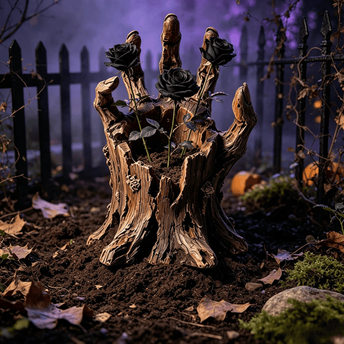 🎃Halloween  Wooden Hand Garden Planter Stake – Spooky Driftwood Yard Decor for Plants & Halloween 🕸️