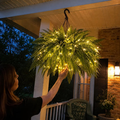 💛Glowing Boston Ferns with Lights – 🌿 Zero Watering, Zero Maintenance