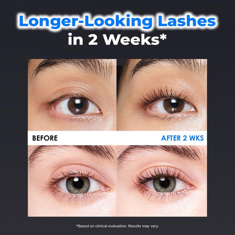 Before and after eyelash appearance shown on source product page