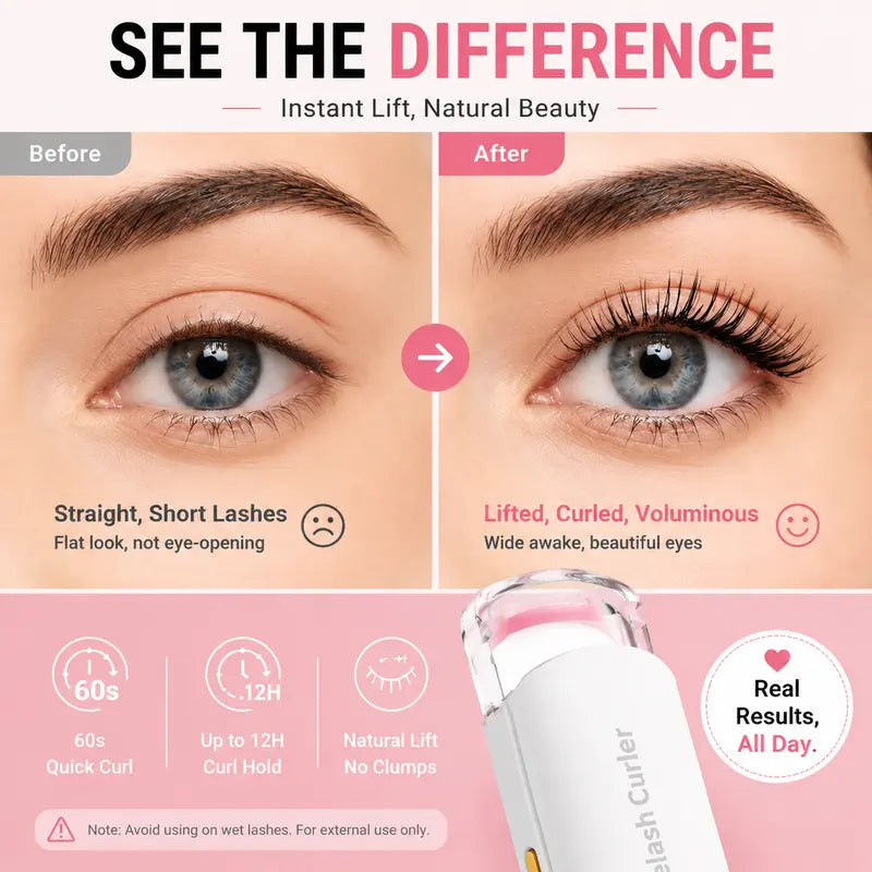 Heated Eyelash Curler, USB Rechargeable Electric Lash Curler with 3 Temperature Settings