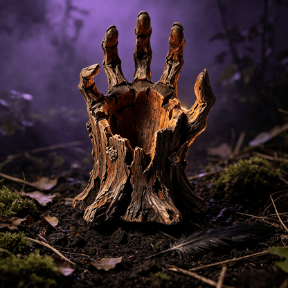 🎃Halloween  Wooden Hand Garden Planter Stake – Spooky Driftwood Yard Decor for Plants & Halloween 🕸️