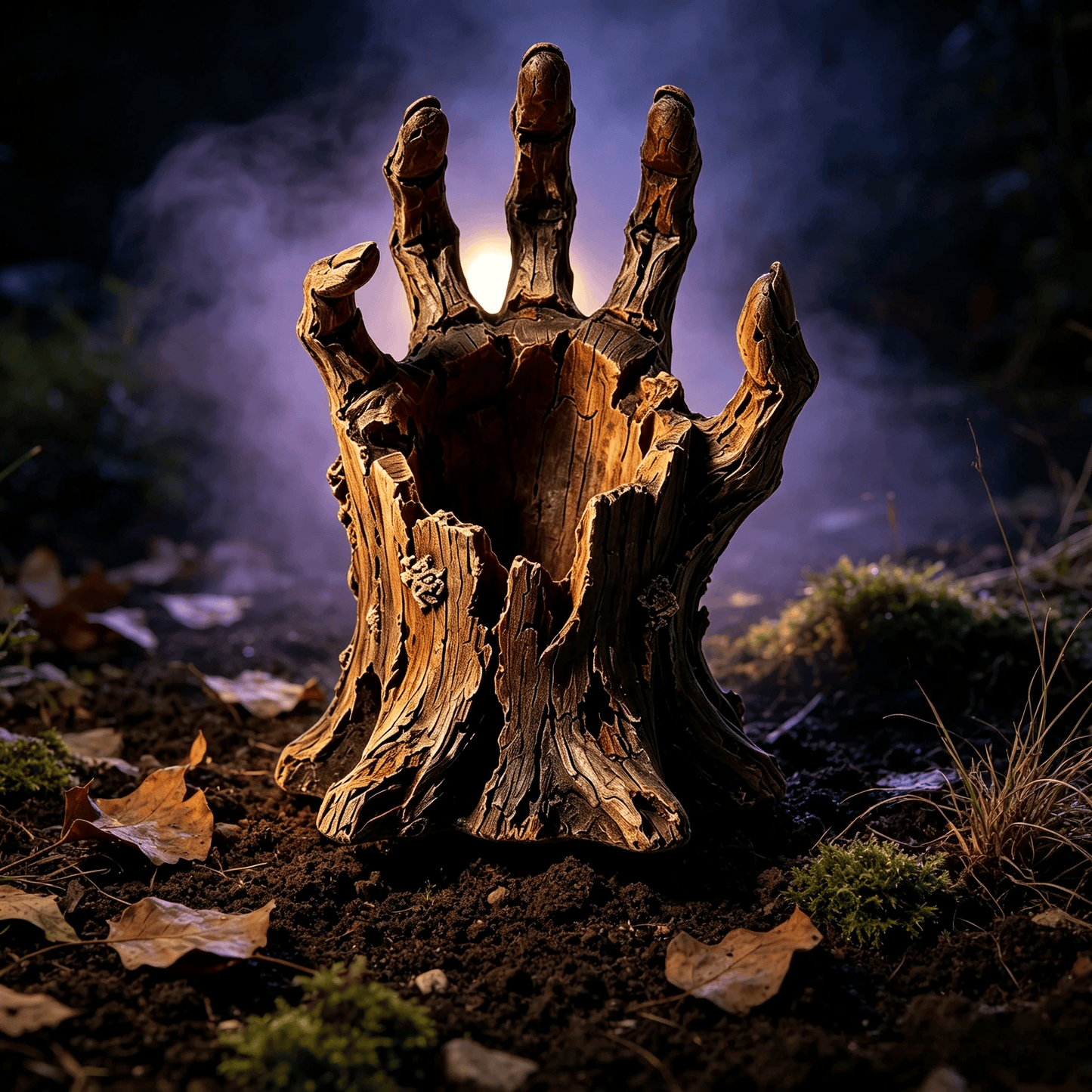 🎃Halloween  Wooden Hand Garden Planter Stake – Spooky Driftwood Yard Decor for Plants & Halloween 🕸️
