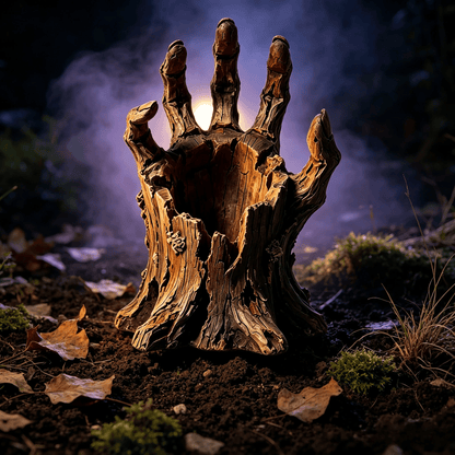 🎃Halloween  Wooden Hand Garden Planter Stake – Spooky Driftwood Yard Decor for Plants & Halloween 🕸️