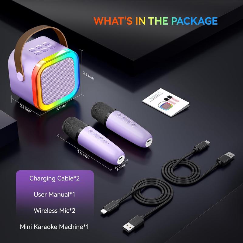 🎉🎵 Portable Bluetooth Karaoke Speaker with 2 Wireless Mics for Kids & Family