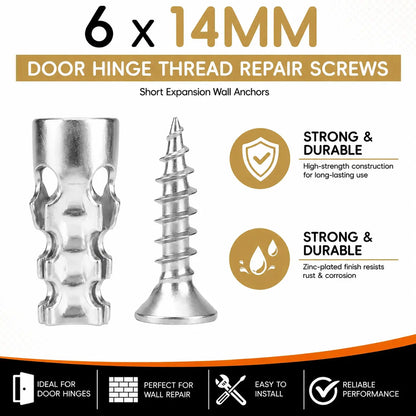 6x14mm Door Hinge Repair Screws & Wall Anchors Pack(60pcs)