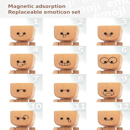 Shaking Feet Wooden Doll with 12PCS Magnetic Expressions