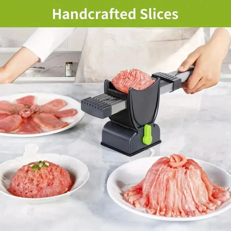 Manual Meat Slicer and Knife Sharpener Set for Home Cooking and BBQ
