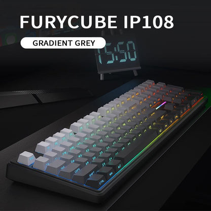 🔥50% OFF！💄FURYCUBE IP108 Lipstick Shape Wireless Mechanical Keyboard, Tri-Mode RGB Desk Keyboard✨