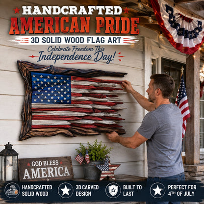 🇺🇸 Handmade Wooden American Flag Wall Art 🔥