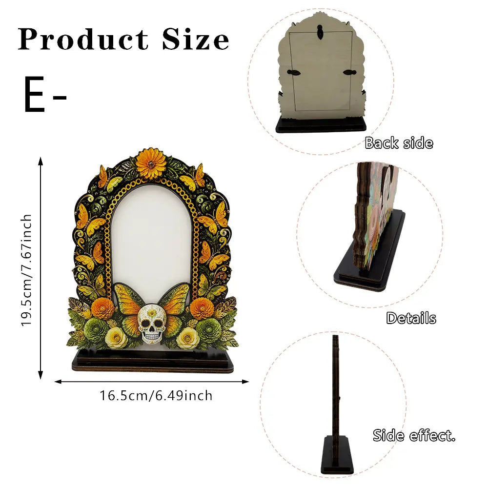 💀Día de los Muertos Wooden Picture Frame Decor - Mexican Tabletop Altar Display with Multiple Frame Designs