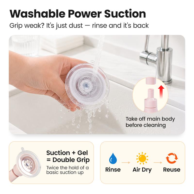Detachable washable gel suction pad being rinsed before drying and reuse