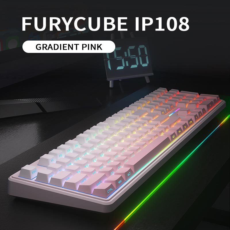 🔥50% OFF！💄FURYCUBE IP108 Lipstick Shape Wireless Mechanical Keyboard, Tri-Mode RGB Desk Keyboard✨