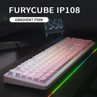 🔥50% OFF！💄FURYCUBE IP108 Lipstick Shape Wireless Mechanical Keyboard, Tri-Mode RGB Desk Keyboard✨