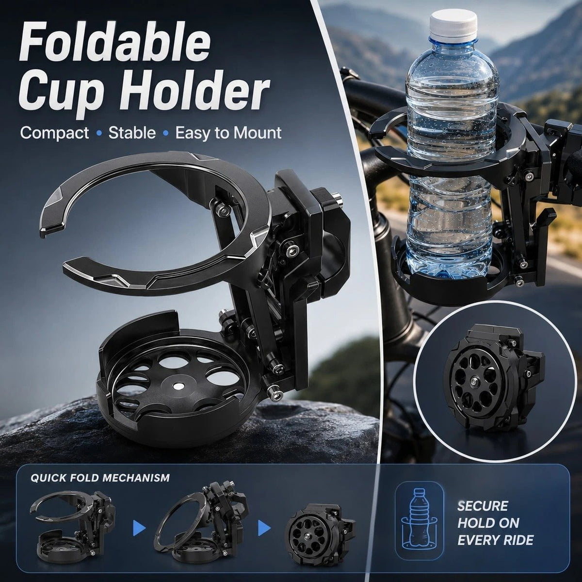 ✨ Fold It Away When Empty! 🚲 The Ultimate 2-in-1 Space-Saving Bike Bottle Cage 💧